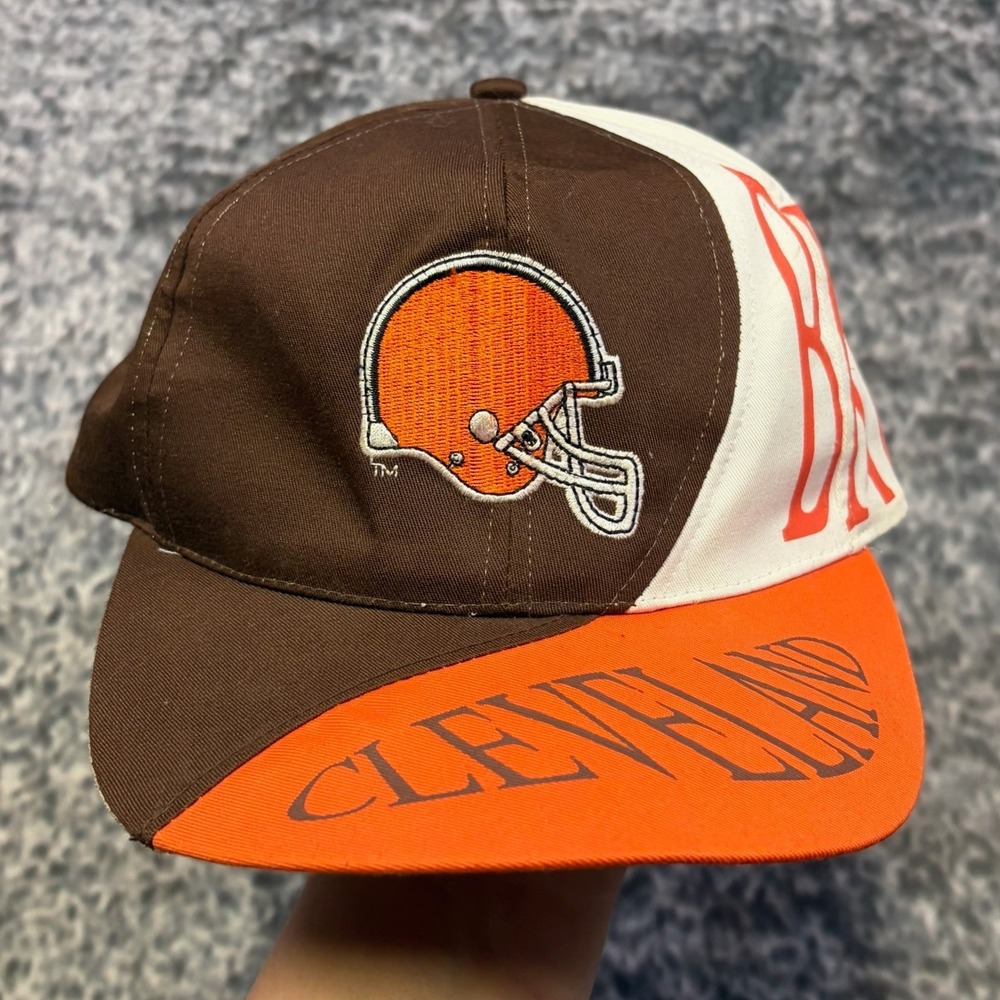 Vintage 90s Cleveland Browns Drew Pearson Hat Snapback Hat NFL Brown Orange